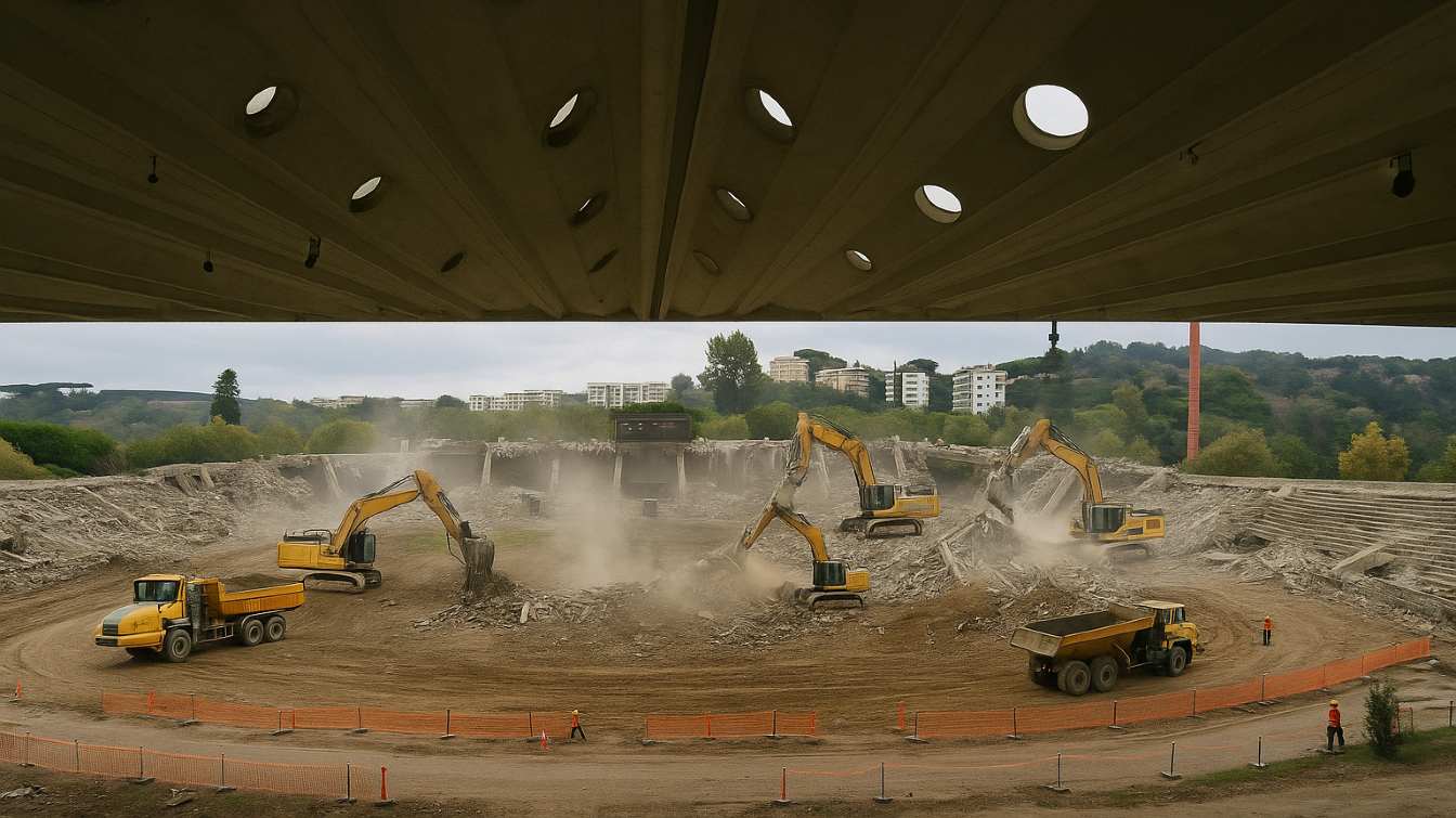 Visualización de la demolición del Stadio Flaminio