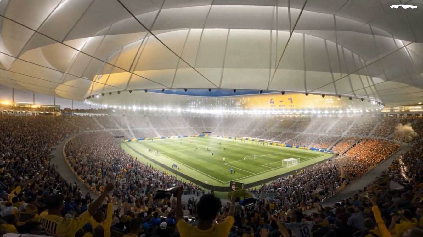 Según las imágenes publicadas, el Estadio Gran Canaria tendría incluso una pantalla de 360º tras su remodelación.