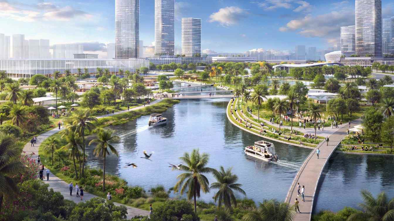 Alrededor de las instalaciones deportivas se proyectan amplios parques, plazas p&uacute;blicas y zonas verdes.