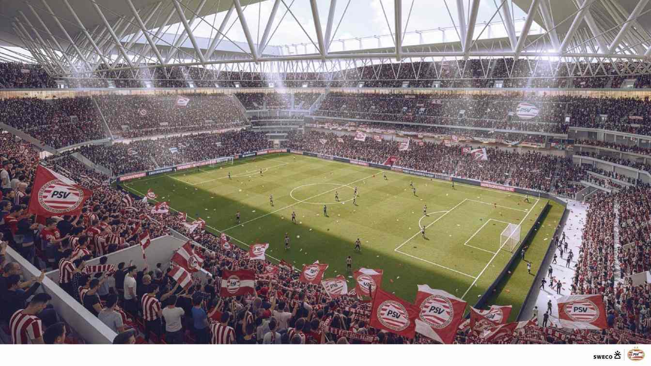 El proyecto de remodelaci&oacute;n del Philips Stadion incluye la construcci&oacute;n de un tercer anillo y el aumento de la capacidad de unos 35.000 hasta incluso 58.500 espectadores.