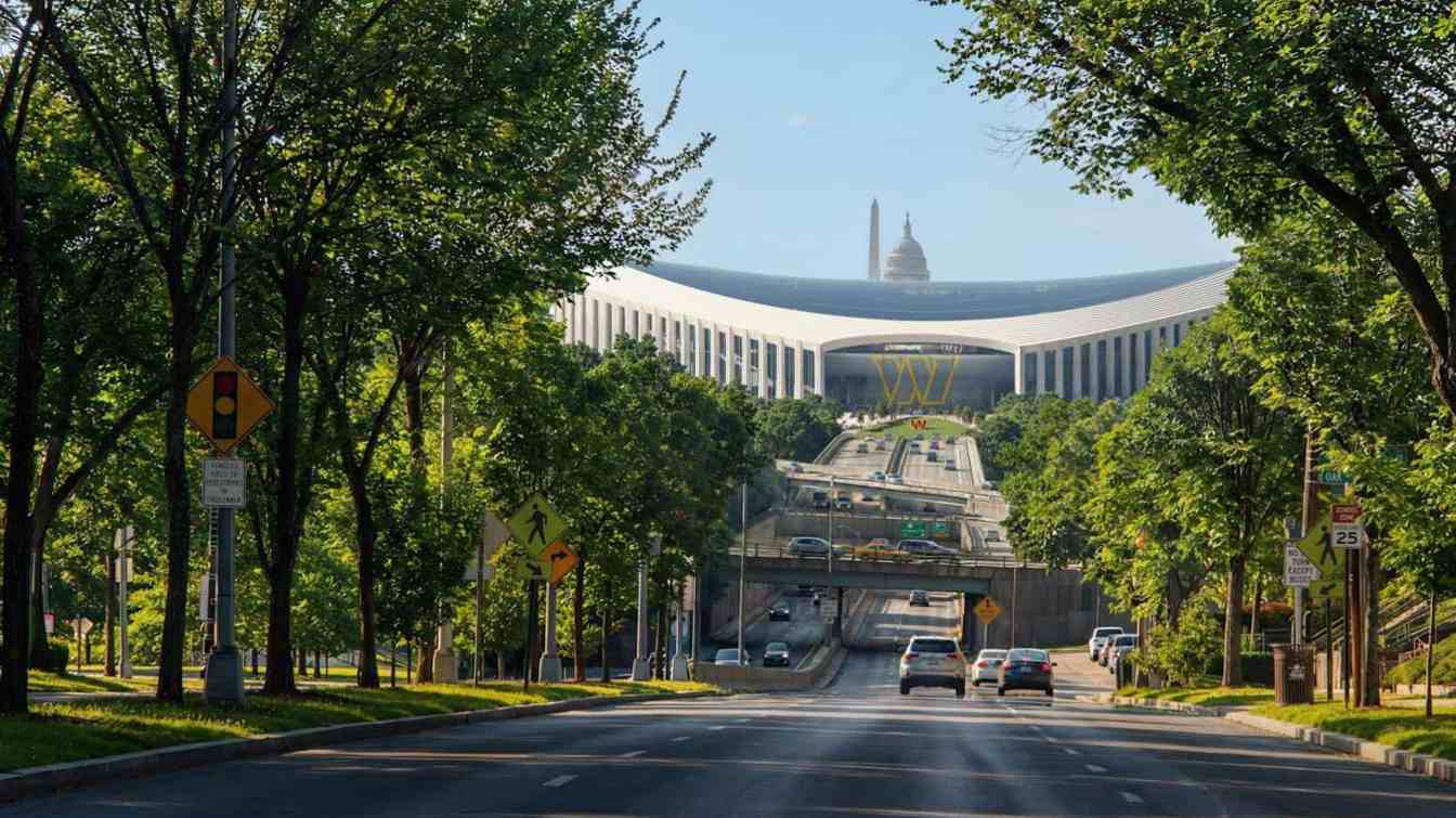 El proyecto del estadio de Washington Commanders incluye un complejo abierto con la Festival Plaza, integrando el recinto en el entorno urbano de Washington, D.C..
